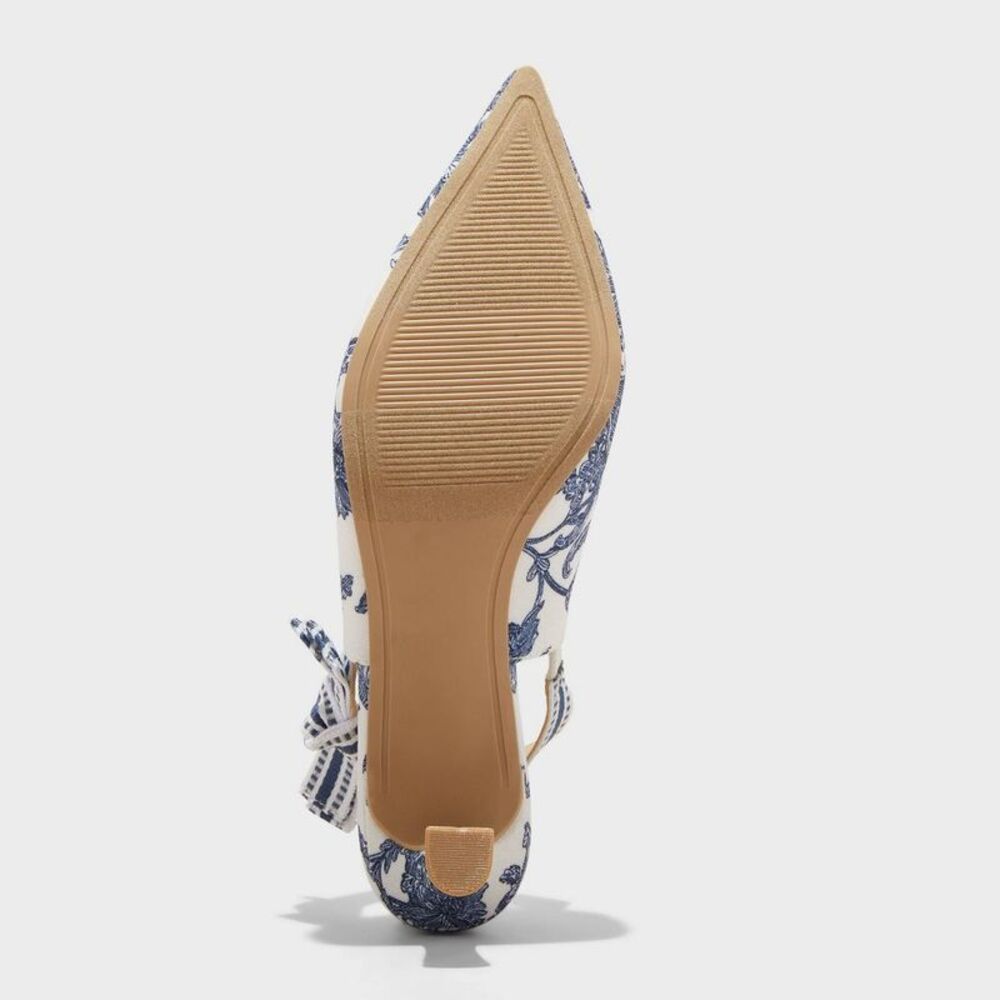 A New Day - Women's Milan Floral Print Slingback Heels - A New Blue - Picture 4 of 4
